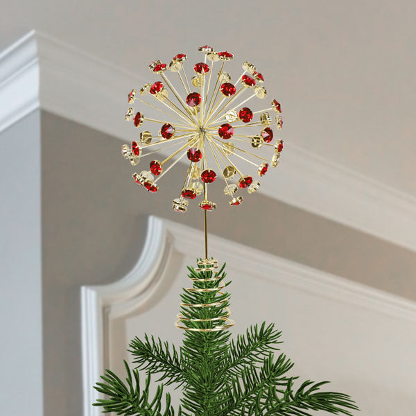 Old World Christmas 12" Red Crystal Burst Tree Topper - Christmas tree topper