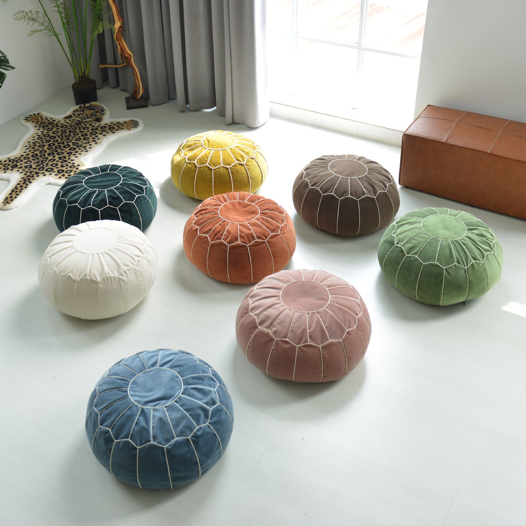 Candy Color Velvet Cute Puff Beanie Sofa - Cindi Book