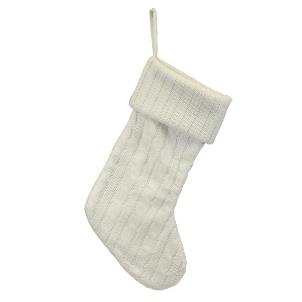 Old World Christmas White Plush Cable Knit Stocking - hand-blown glass Christmas tree ornament (view 2)