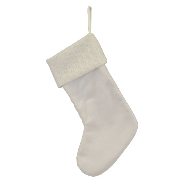 Old World Christmas White Plush Cable Knit Stocking - hand-blown glass Christmas tree ornament (view 3)
