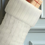 Old World Christmas White Plush Cable Knit Stocking - hand-blown glass Christmas tree ornament (view 4)