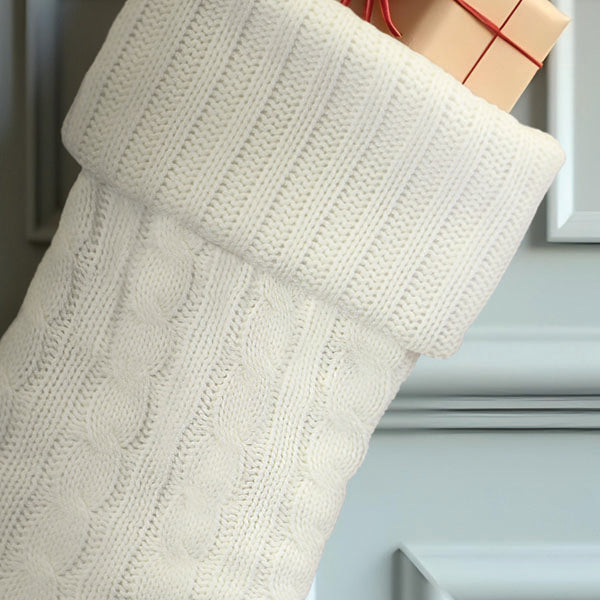 Old World Christmas White Plush Cable Knit Stocking - hand-blown glass Christmas tree ornament (view 4)