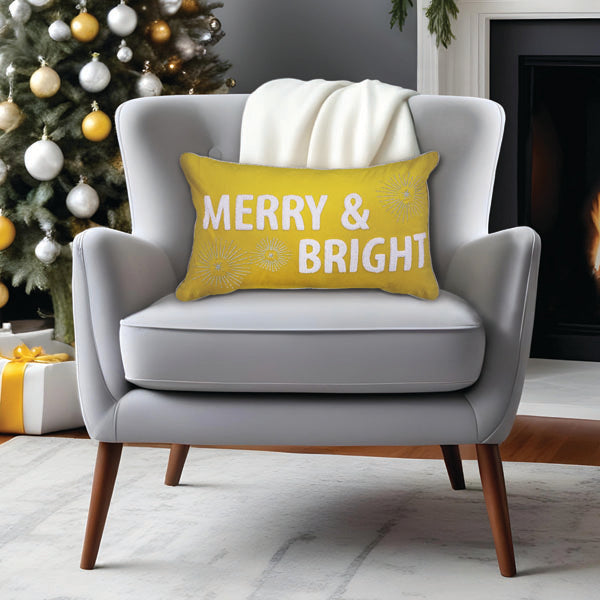 Old World Christmas 20" Merry & Bright Rectangle Pillow - Christmas throw pillow