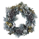 Old World Christmas 24" Silver & Gold Frosted Fir Wreath - Christmas wreath holiday decor (view 2)