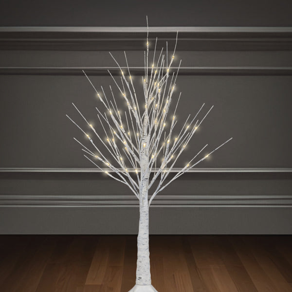 Old World Christmas 3' Lit Winter White Birch Tree - hand-blown glass Christmas tree ornament