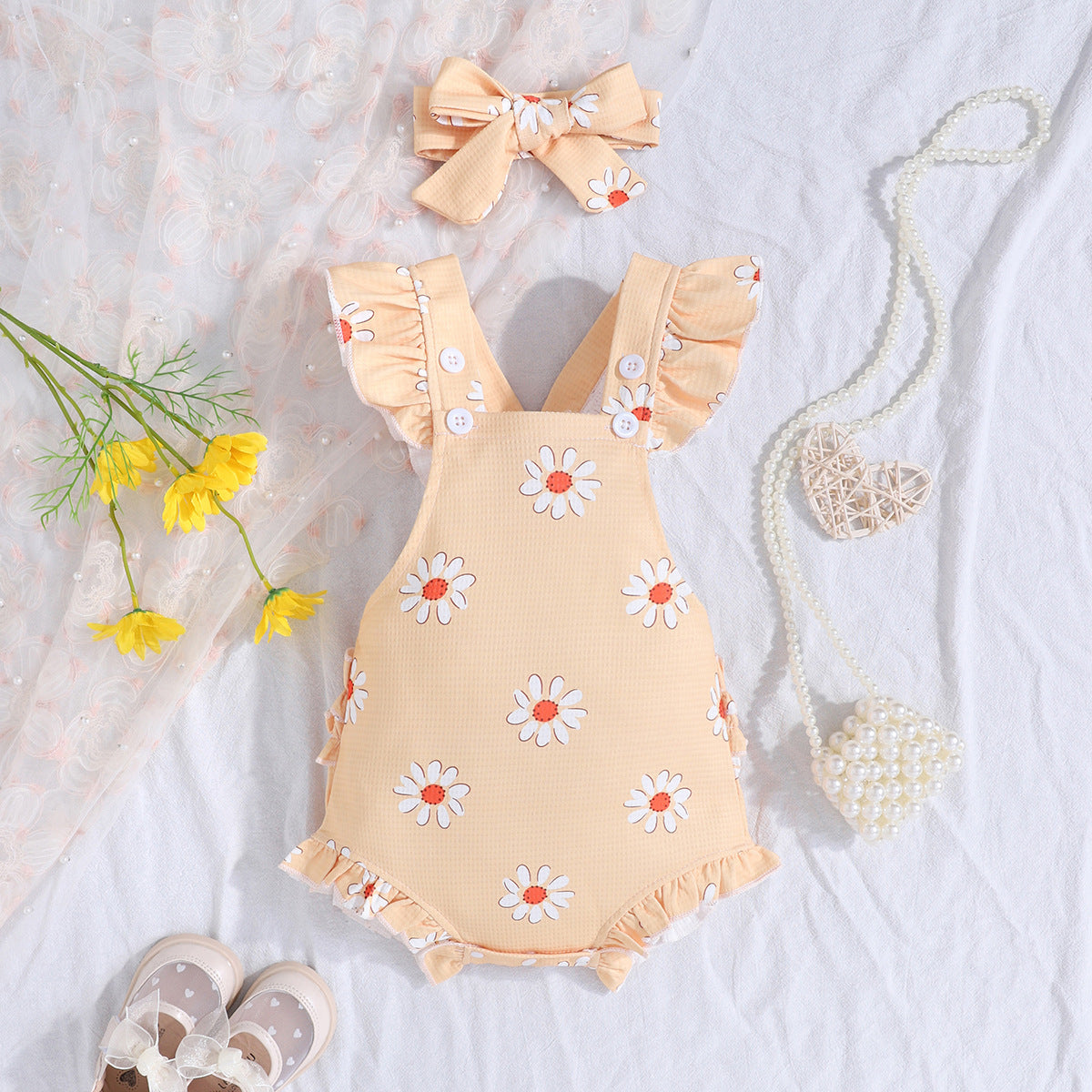 Short Sleeve Casual Rompers Jumpsuit Girls With Headdress - Cindi Book