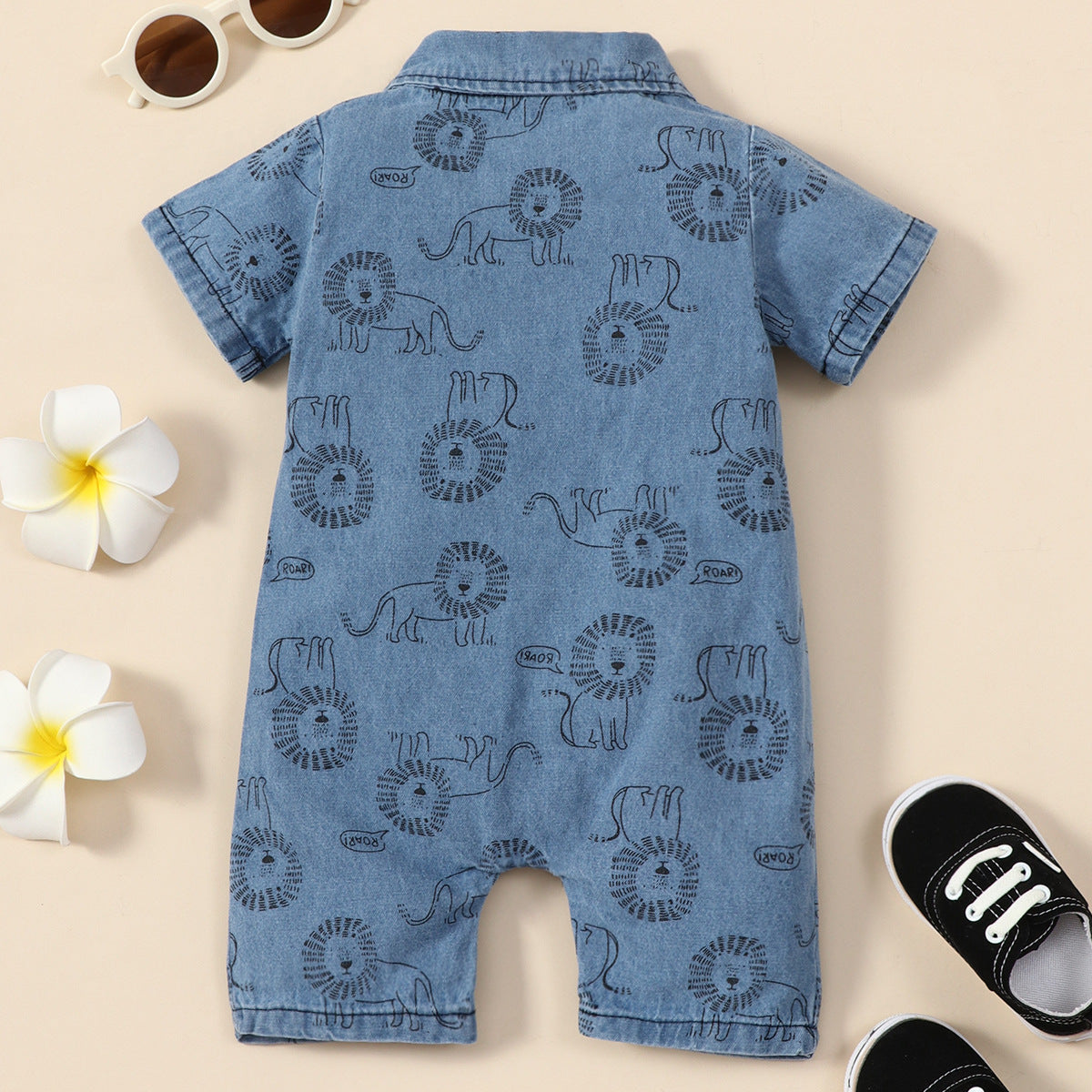 Boy Lion Printing Denim Jumpsuit - Cindi Book