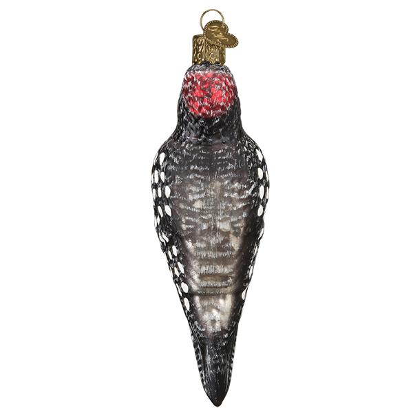 Old World Christmas Vintage Hairy Woodpecker Ornament - hand-blown glass Christmas tree ornament (view 4)
