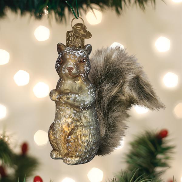 Old World Christmas Vintage Squirrel Ornament - hand-blown glass Christmas tree ornament
