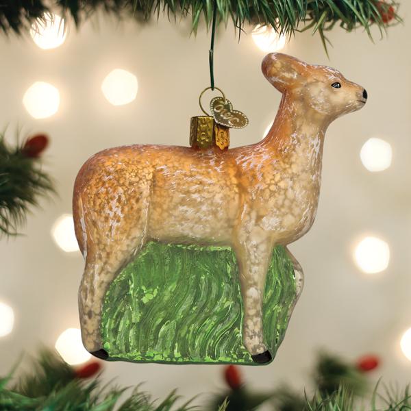 Old World Christmas Vintage Doe Ornament - hand-blown glass Christmas tree ornament