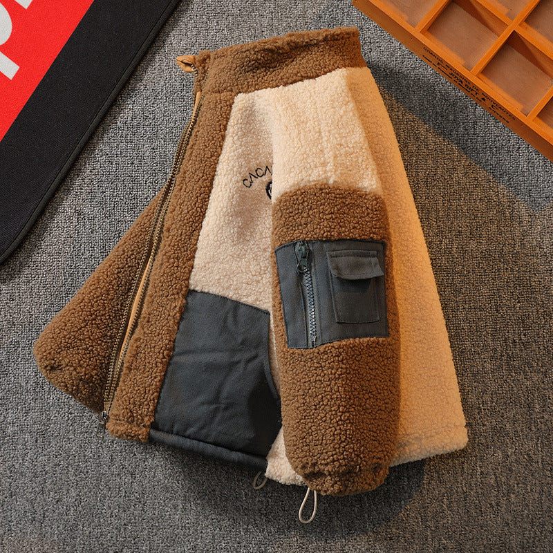 Stitching Contrast Color Fashionable Lamb Wool Warm - Cindi Book