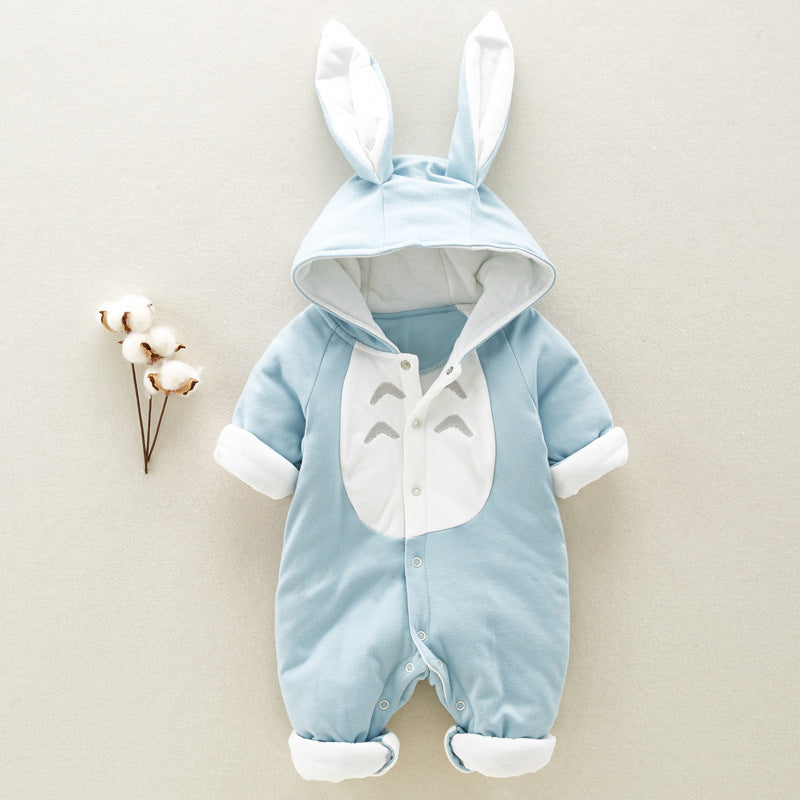 The new cotton padded cotton baby romper thickened chinchilla hooded cotton baby Onesies newborn go climbing clothes - Cindi Book