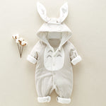 The new cotton padded cotton baby romper thickened chinchilla hooded cotton baby Onesies newborn go climbing clothes - Cindi Book
