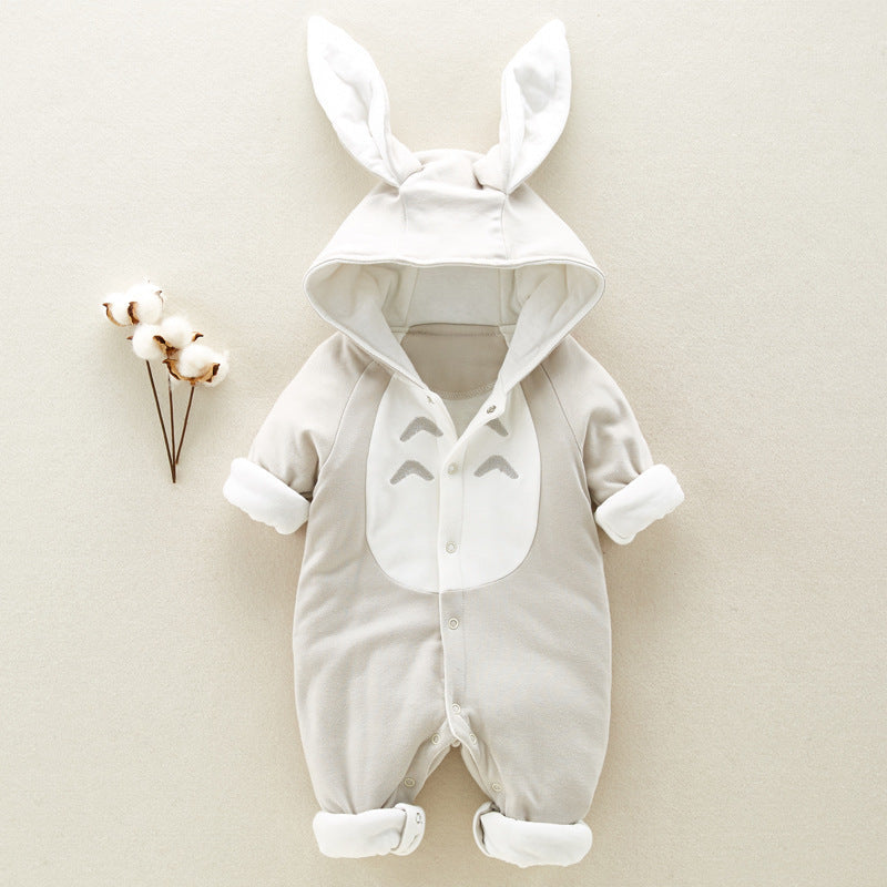 The new cotton padded cotton baby romper thickened chinchilla hooded cotton baby Onesies newborn go climbing clothes - Cindi Book