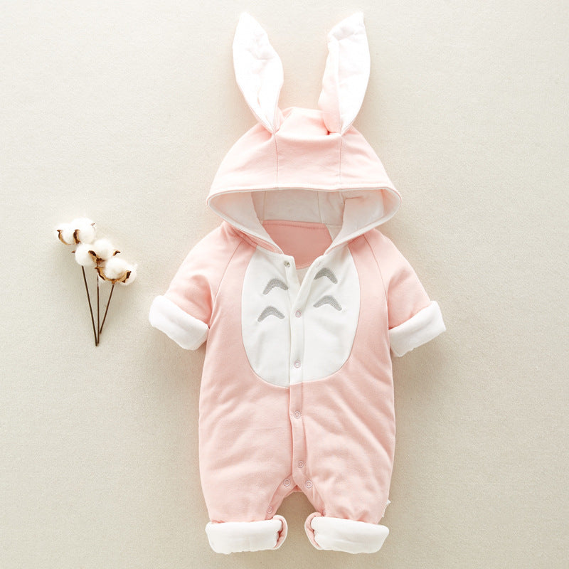 The new cotton padded cotton baby romper thickened chinchilla hooded cotton baby Onesies newborn go climbing clothes - Cindi Book