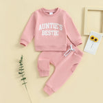 Girls Fashion Simple Letter Print Sweatshirt Suit - Cindi Book
