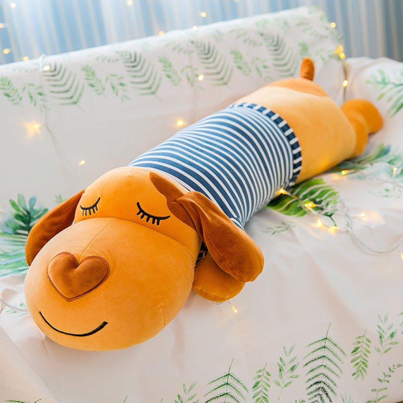 Soft Striped Puffy Dog Pillow Down Cotton Doggy Doll - Cindi Book