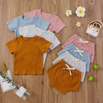 Children's Clothing Baby Bodysuit Casual Adjustable Short-sleeved Top And Shorts Suit - Cindi Book