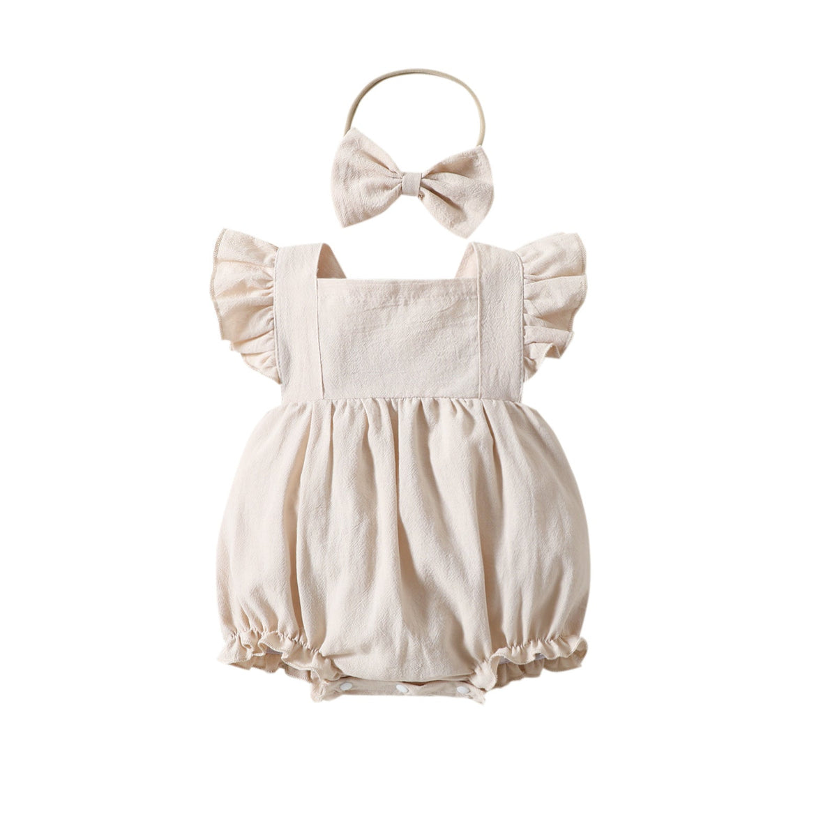 Flying Sleeve Shoulder Solid Color Sleeveless Romper - Cindi Book