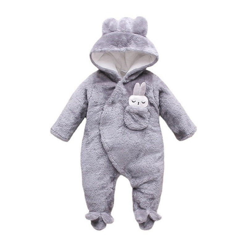 Solid Color Cartoon Baby One-piece Thick Cotton Velvet Suit - Cindi Book