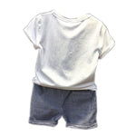 Boy Cartoon Dinosaur Short Sleeve Stripe Shorts Set - Cindi Book