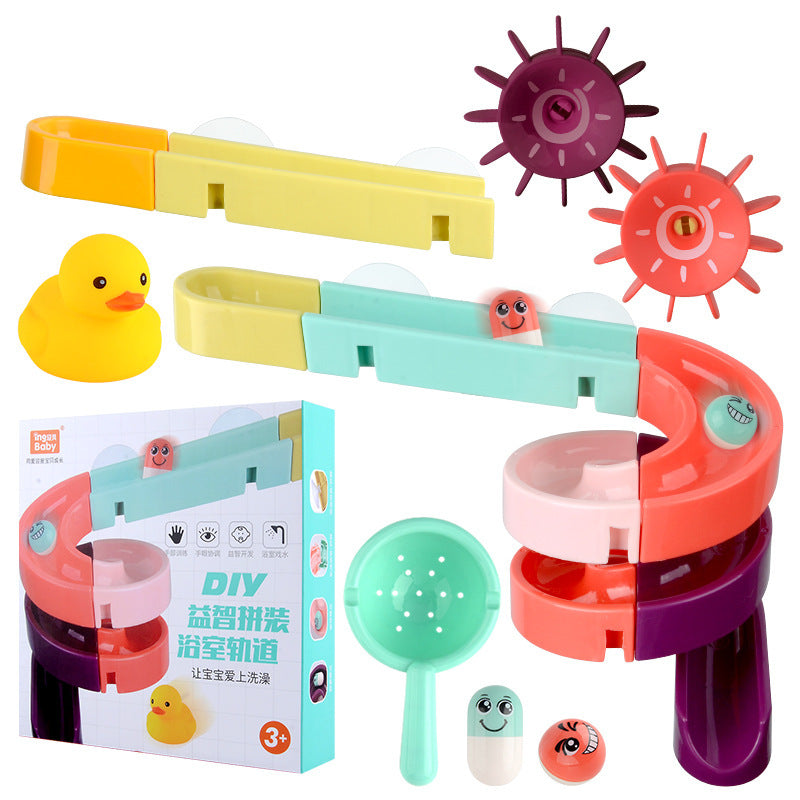 Kids Bath Toys Wall Suction Cup Marble Race Run Track Bathroom Bathtub Baby Play Water Games Toy Kit for Children - Cindi Book