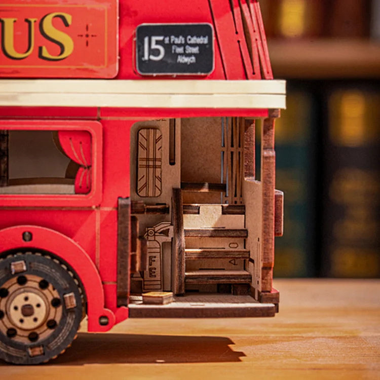 Rolife London Tour Bus Car 3D Wooden Puzzle Model Toy Teens Birthday Gift - Cindi Book