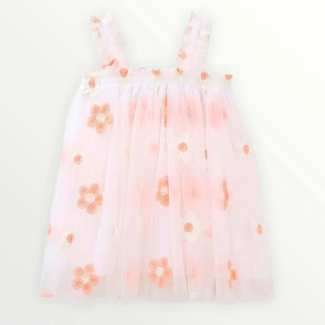 Halter Vest Girl Embroidery Floral Mesh Dress - Cindi Book