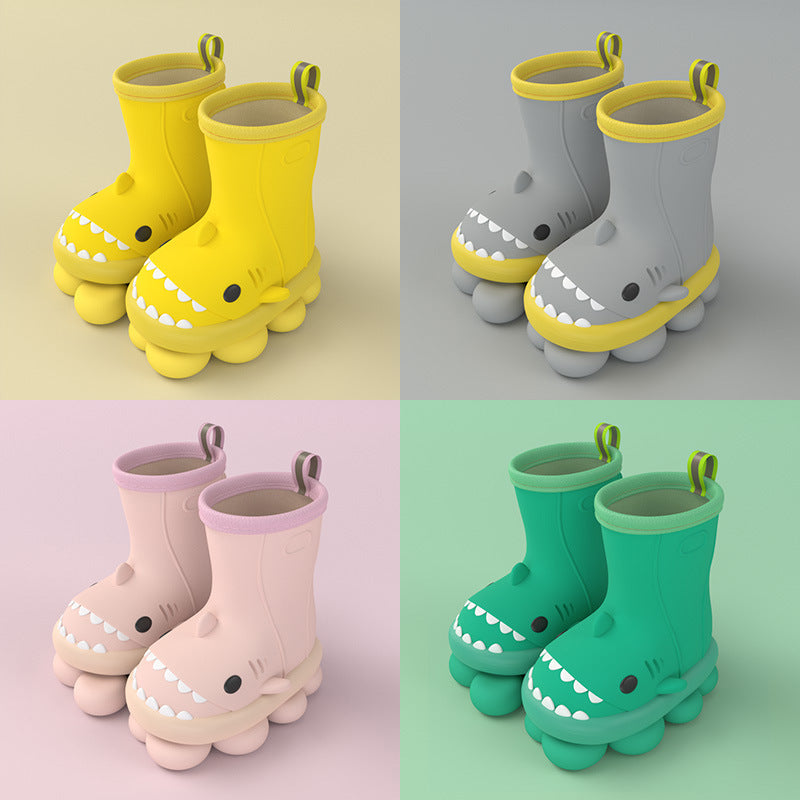 Children Boys Girls Cute Cartoon Waterproof Shoes Safety Rubber Shark Slippers Kids Rain Boots - Cindi Book