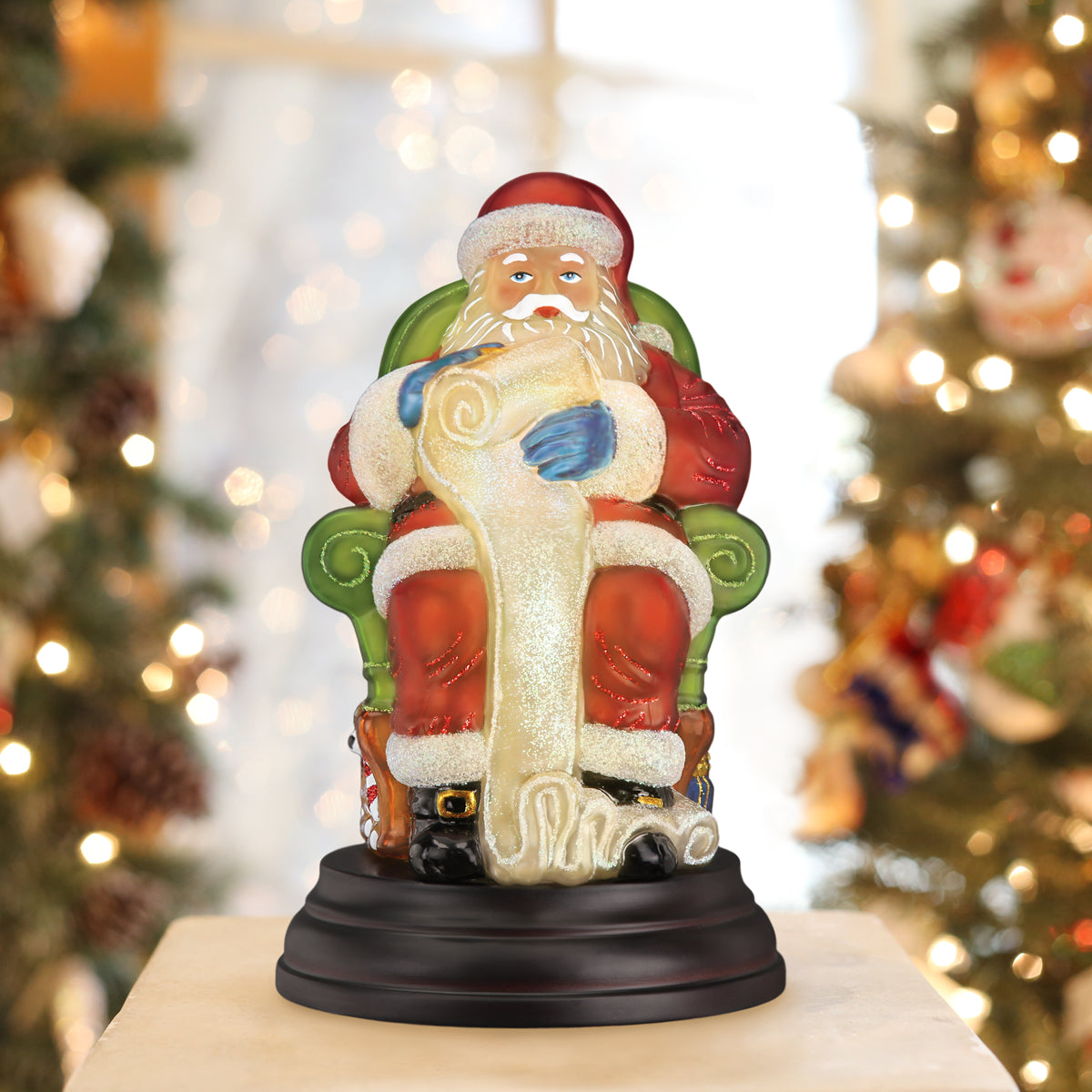 Old World Christmas Santa Checking His List Light - hand-blown glass Christmas tree ornament