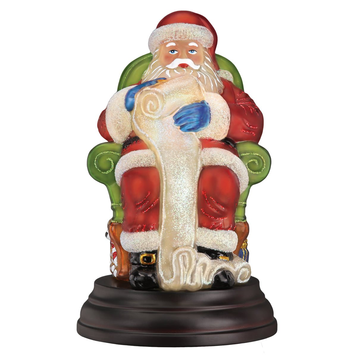 Old World Christmas Santa Checking His List Light - hand-blown glass Christmas tree ornament (view 2)