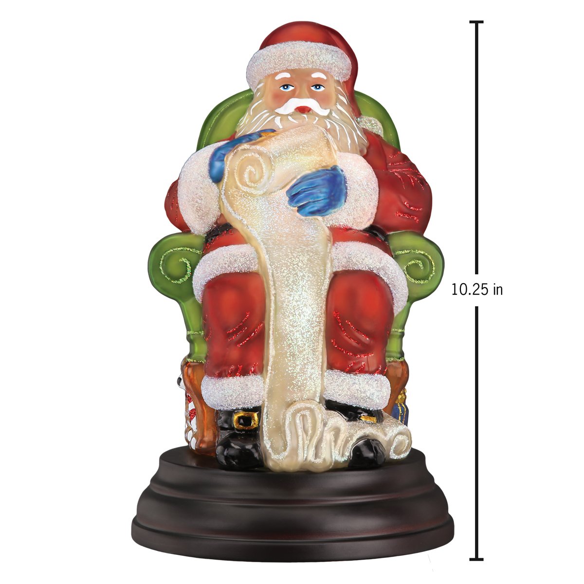 Old World Christmas Santa Checking His List Light - hand-blown glass Christmas tree ornament (view 5)
