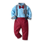 Boys' Cotton Long Sleeved Shirt And Overalls Set - Cindi Book