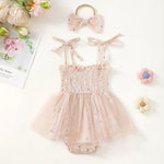 Baby Girl Mesh Camisole Princess Dress With Bowknot Headwear - Cindi Book