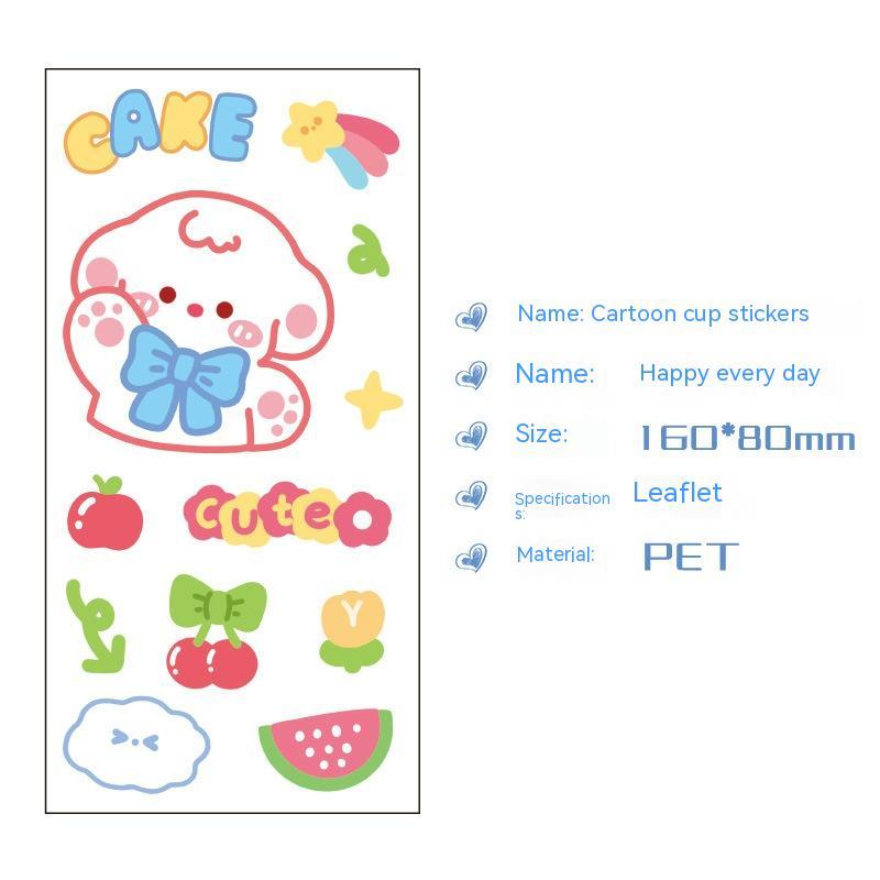 Cute Bear Clear Water Cup Stickers Children's Cartoon Korean Journal Material Mobile Phone Cup Decoration - Cindi Book