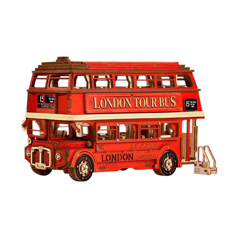 Rolife London Tour Bus Car 3D Wooden Puzzle Model Toy Teens Birthday Gift - Cindi Book