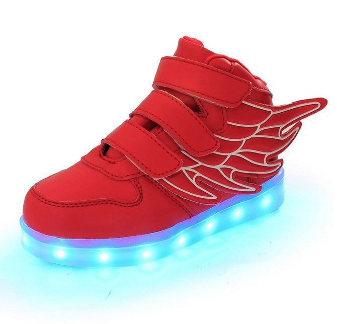 Children's shoes led light shoes children's wings light shoes usb charging colorful luminous shoes casual light shoes - Cindi Book