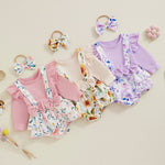 Infant Baby Girl Shoulder Strap Princess Dress Multi-color Long-sleeved Triangle Romper - Cindi Book