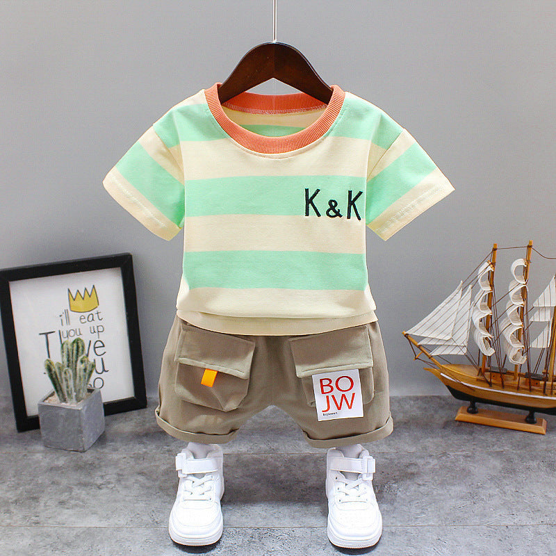 Summer Letter Lapel Short Sleeve Two-piece Suit - Cindi Book