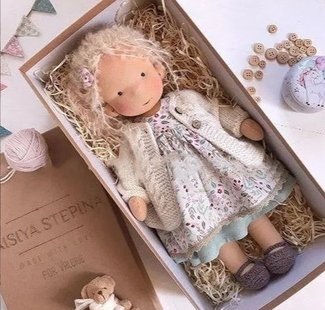 Handmade Plush Doll Golden Curly Girl Finished Product - Cindi Book