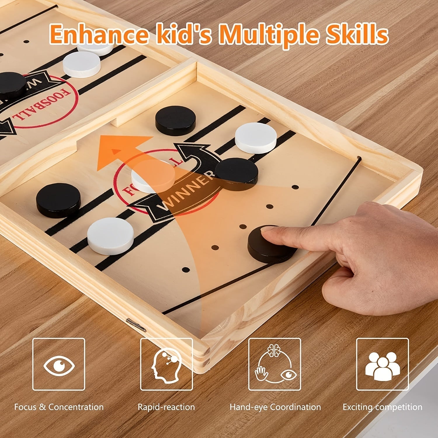 Fast Sling Puck Game,wooden Hockey Game,super Foosball Table,desktop Battle Parent-Kids Interaction Winner Slingshot Game,adults and Kids Family Game