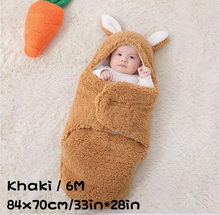 Super Soft Baby Sleeping Bag Fluffy Fleece Newborn Blanket Swaddle Blankets, Unisex Baby Wrap For Newborn Baby Boys Girls With Head-Protecting & Head-Supporting Function, Wearable Swaddle Sleep Sack - Cindi Book