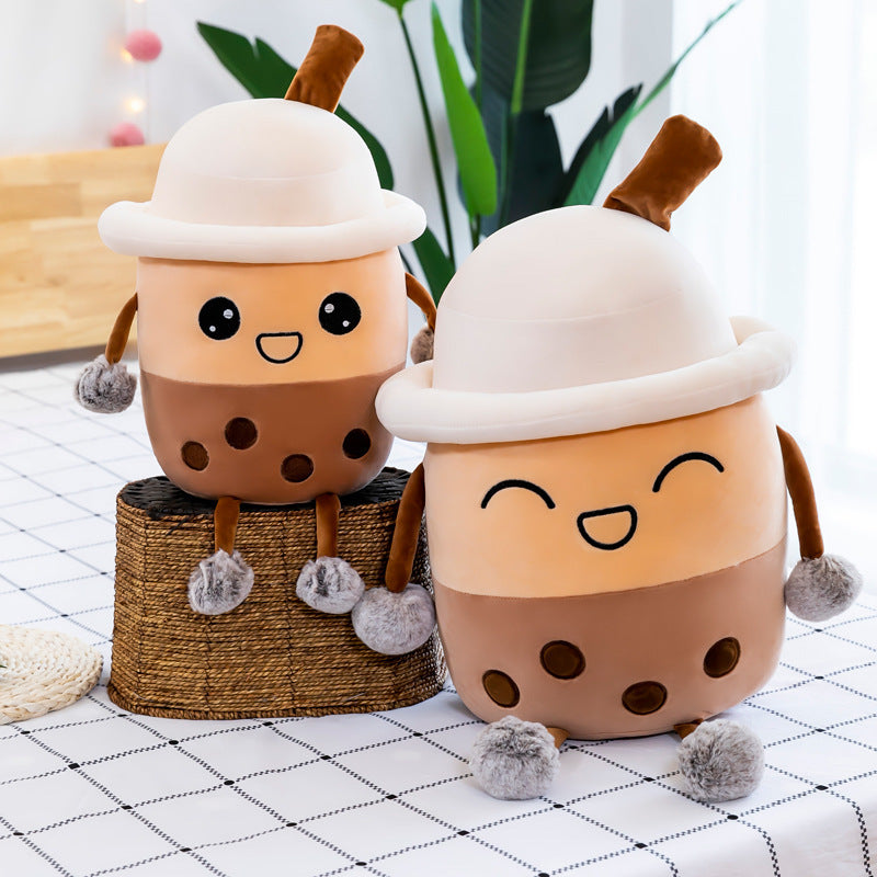 Simulation Milk Tea Cup Cute Expression Pillow Plush Toys - Cindi Book