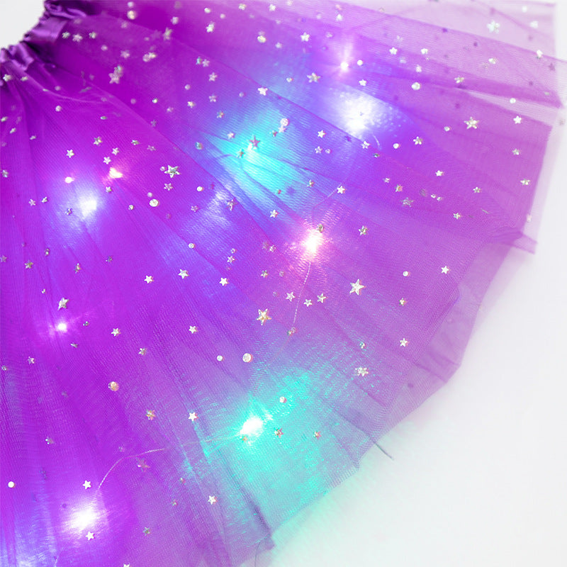 Magical & Luminous  LED Princess Halloween Tutu Skirt Sequins Shiny Skirt - Cindi Book