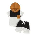 Boys And Girls Color-block Crew Neck Hooded Suits - Cindi Book