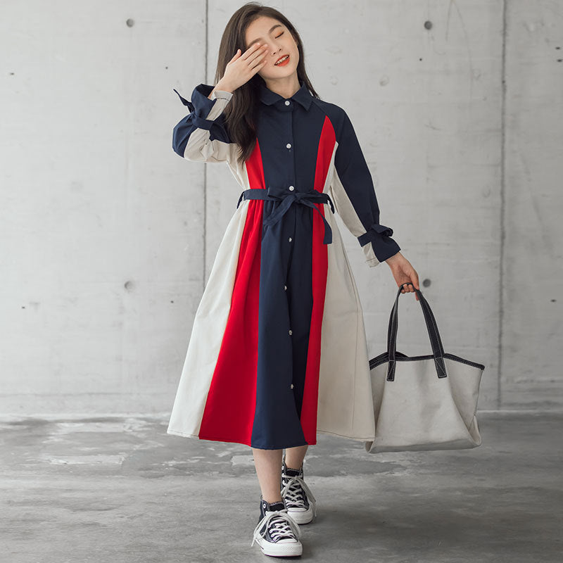 Korean Version Of The Big Kids Girls Multi-color Stitching Fashion A-line Skirt - Cindi Book