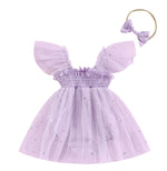 Girls' Mesh Flounced Sleeve Shoulder Princess Onesie - Cindi Book