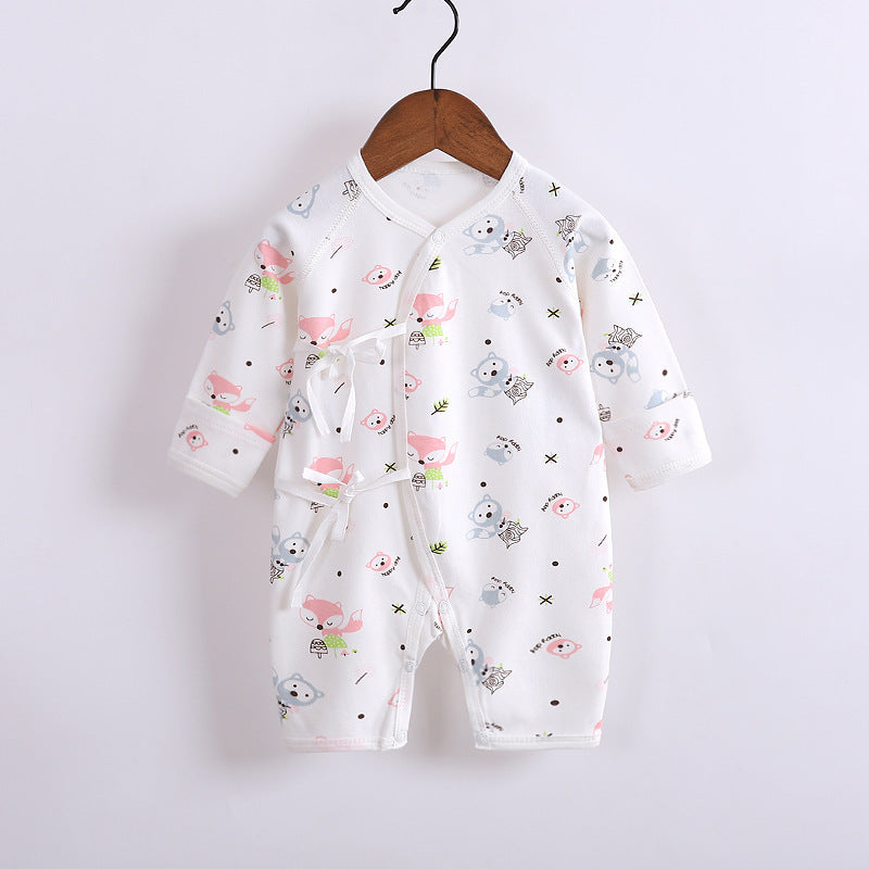 Baby's Cotton Long-sleeved Lace-up Butterfly Jumpsuit - Cindi Book