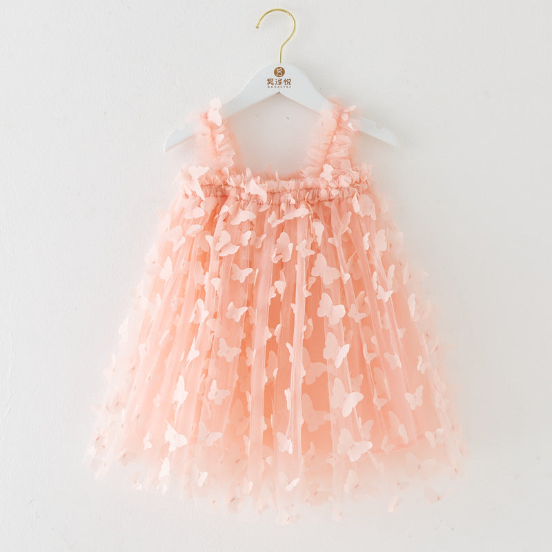 Children's Embroidered Butterfly Strap Skirt - Cindi Book