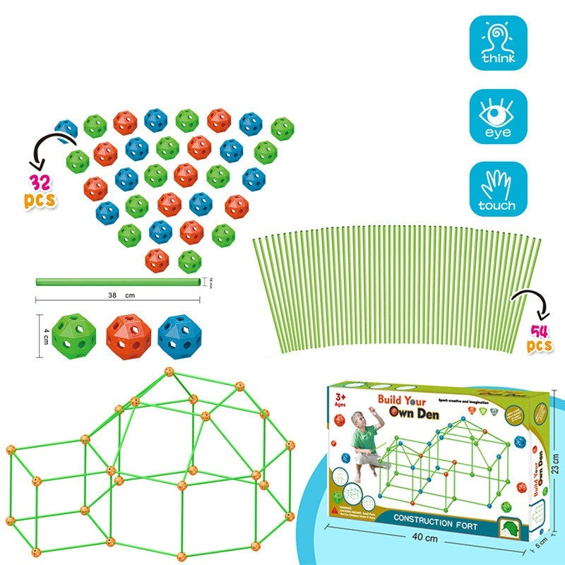 Children's DIY Bead Insertion Tent Game House With Building Blocks - Cindi Book